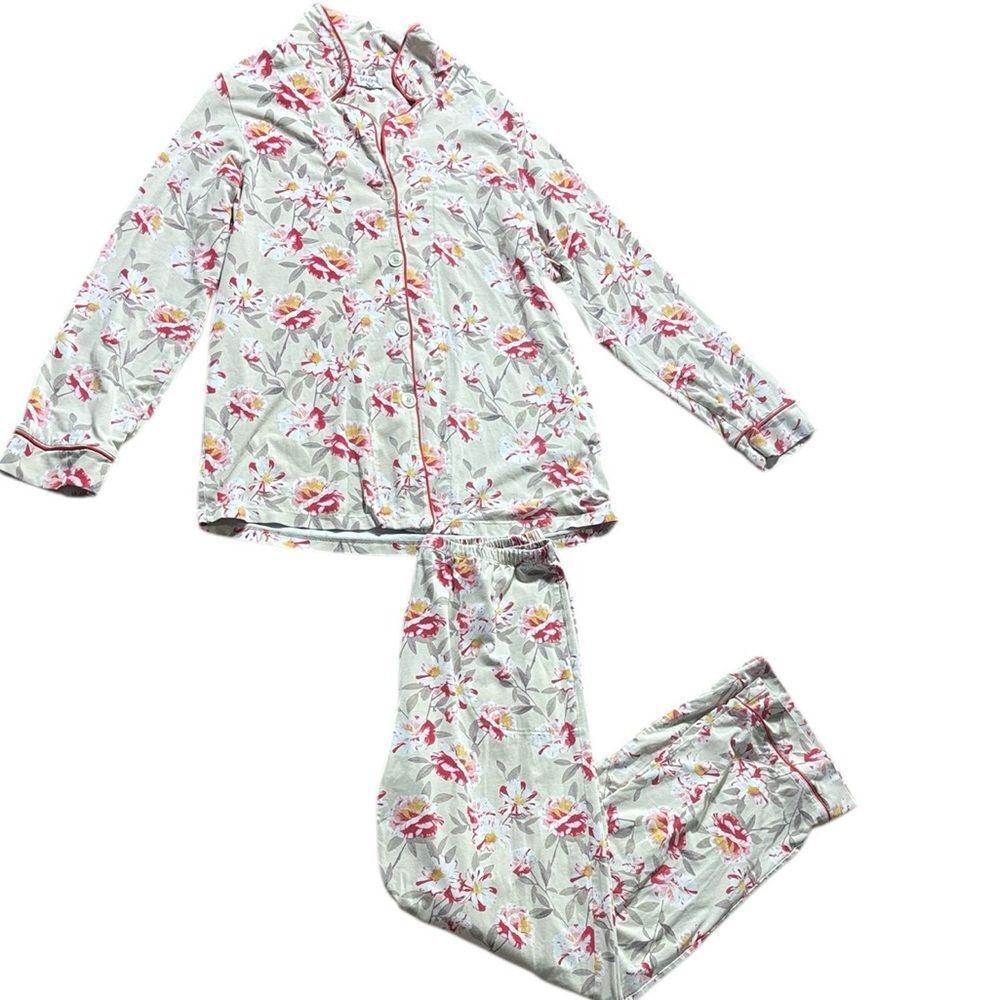 Bed head‎ women’s pajama set medium cream pink floral long sleeve + pants